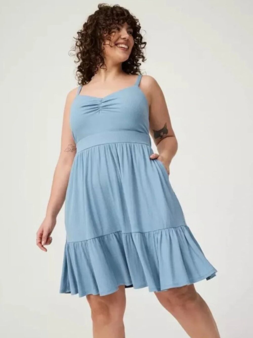 Torrid Light Blue Tie Back Cami Mini Dress in size L